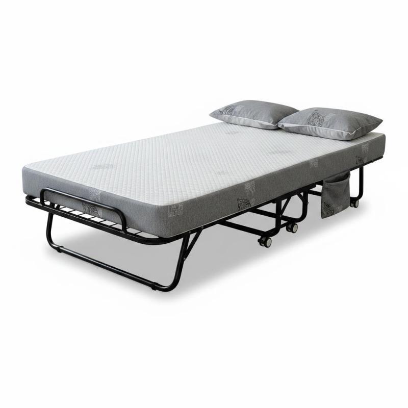 Folding Bed With 10 Cm Memory Foam Mattress, Portable Guest Bed For Adults, Space- Bed With Lockable Castors, Sturdy Metal Frame, 190 X 115 Cm For Office Apartment
