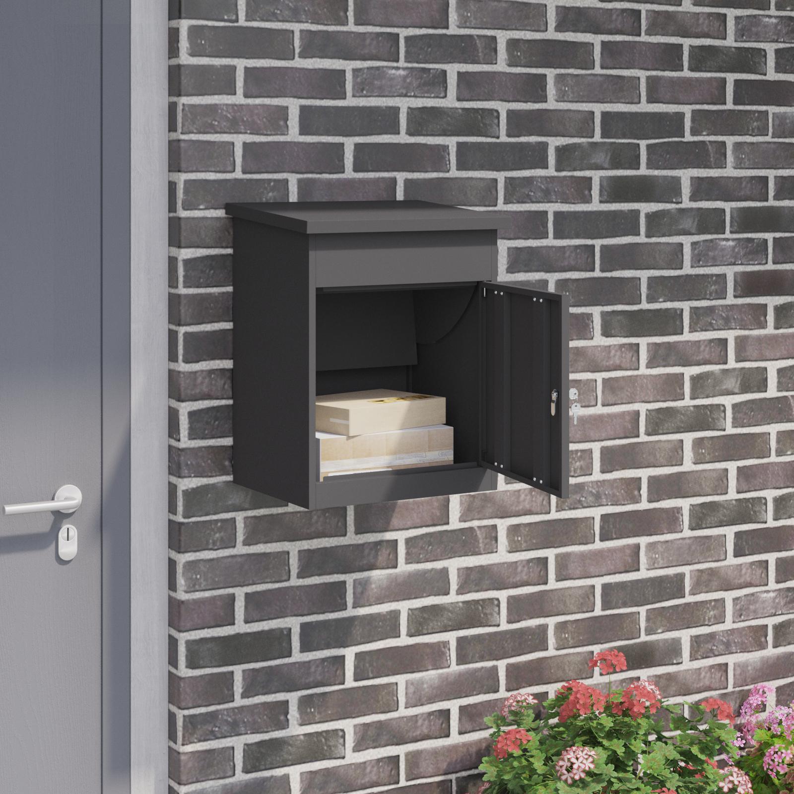 Image of Vidaxl Package With Storage .5 X 38 X 59 Cm Steel, Package Box, Weather-resistant Material, Secure Storage, For Delivery, Decorative In The Garden