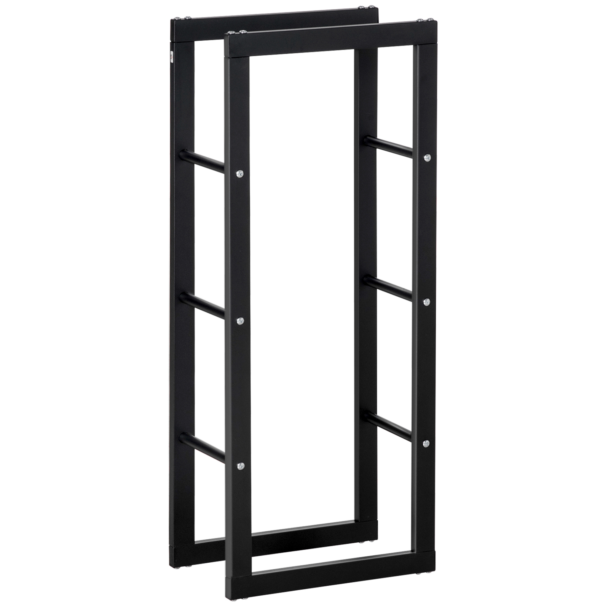 Image of Firewood Stand Firewood Storage Firewood Rack Fireplace Wood Holder 100kg Steel Black L60 X W25 X Cm