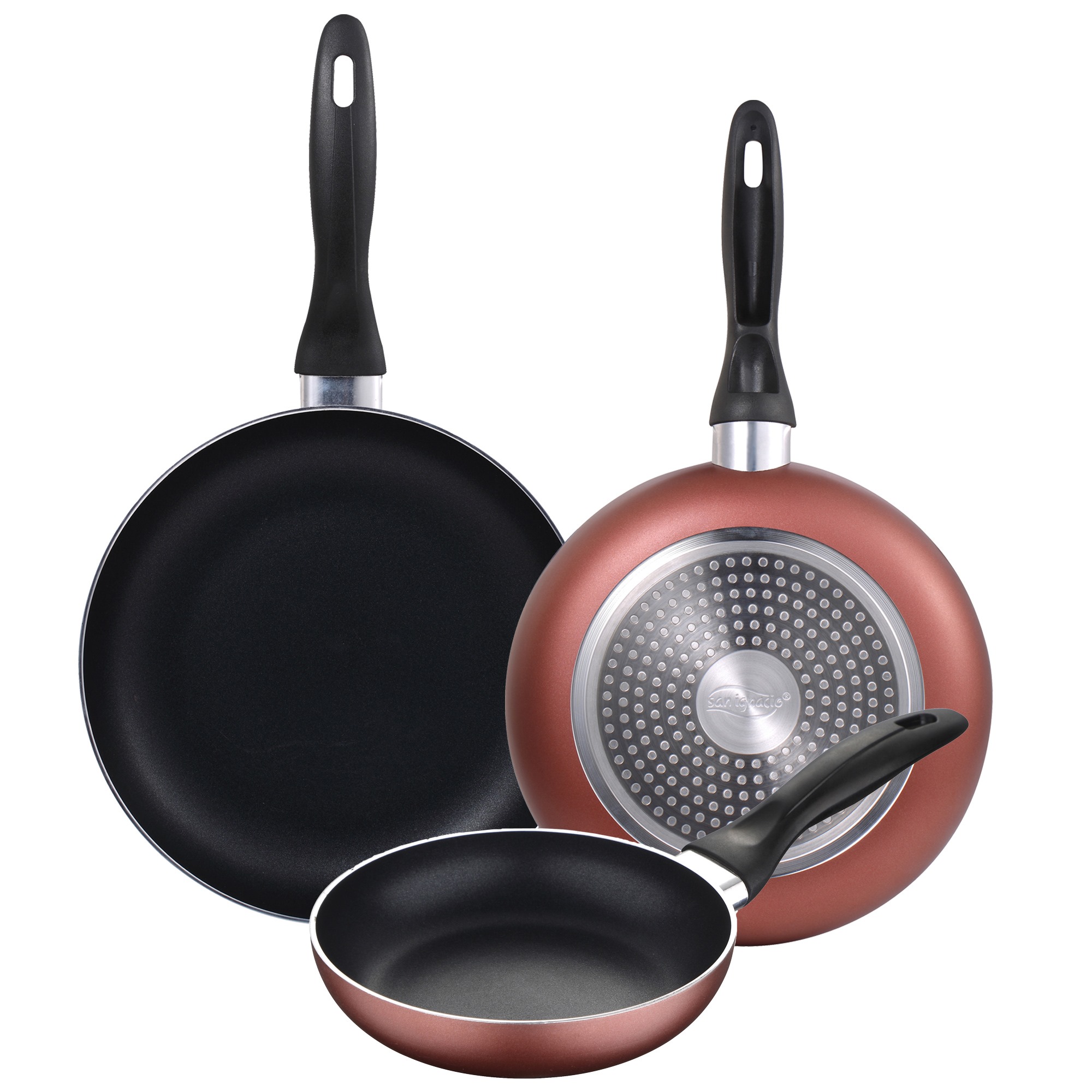 TEMU Ensemble de 3 Poêles Ø16/20/24 cm, Aluminium , Compatible Induction, Collection