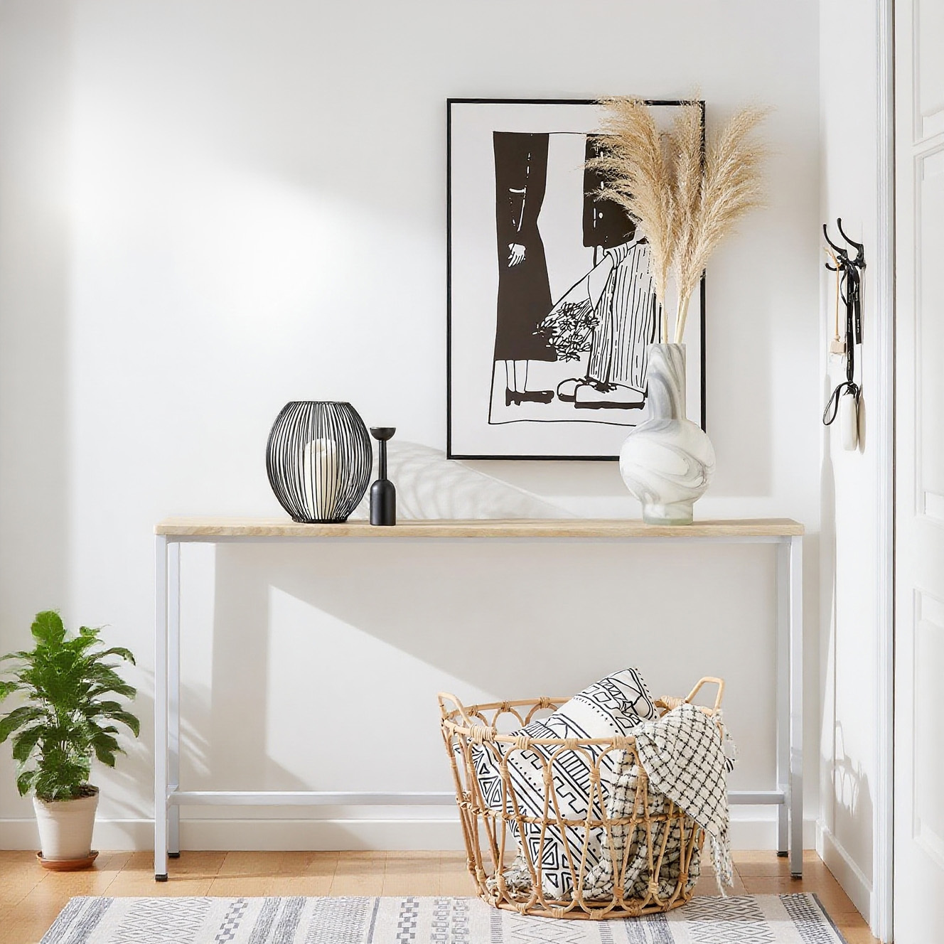 E-shop 1-teilige Konsolen-Eingangsmöbel Flurregal hinter dem Sofa – Robuste Metallstruktur, ultraflaches modernes Design – Ideal für Wohnzimmer,