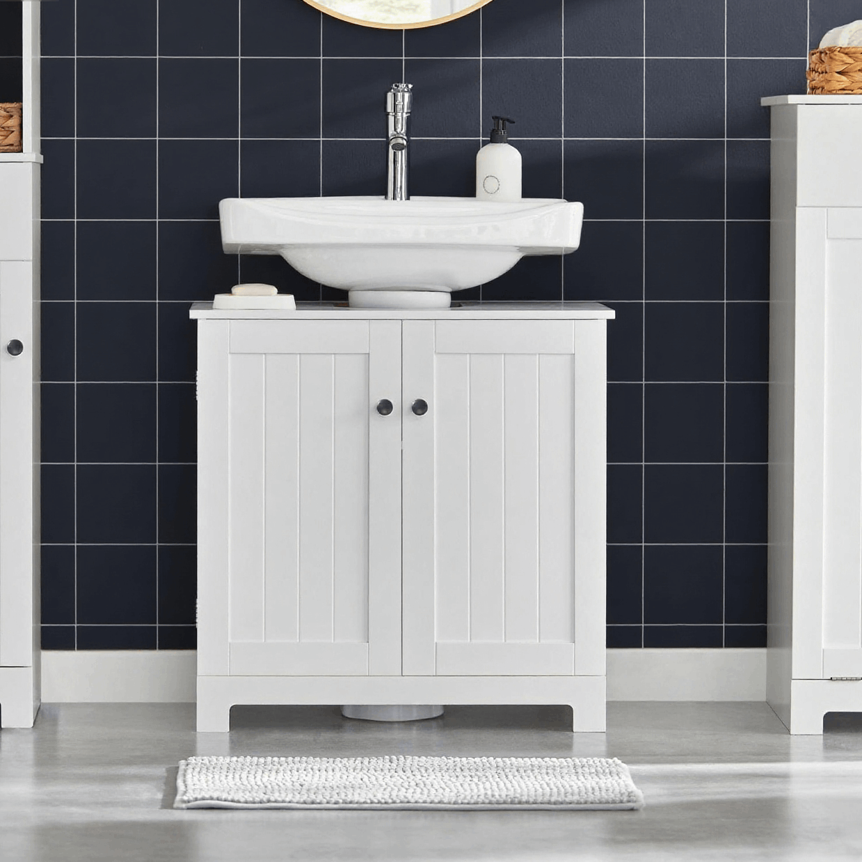TEMU 1 stuks Meubel Onder De Gootsteen met 2 Deuren, Kleine Gootsteen, Badkamerplank, Toiletplank - CAS29-JJ-X