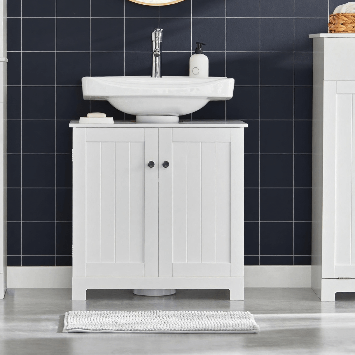 TEMU 1pc Under-sink Mobile Storage Unit With 2 Doors, Small Sink Cabinet, Bathroom Cabinet, Toilet Cabinet - Cas29-jj-x