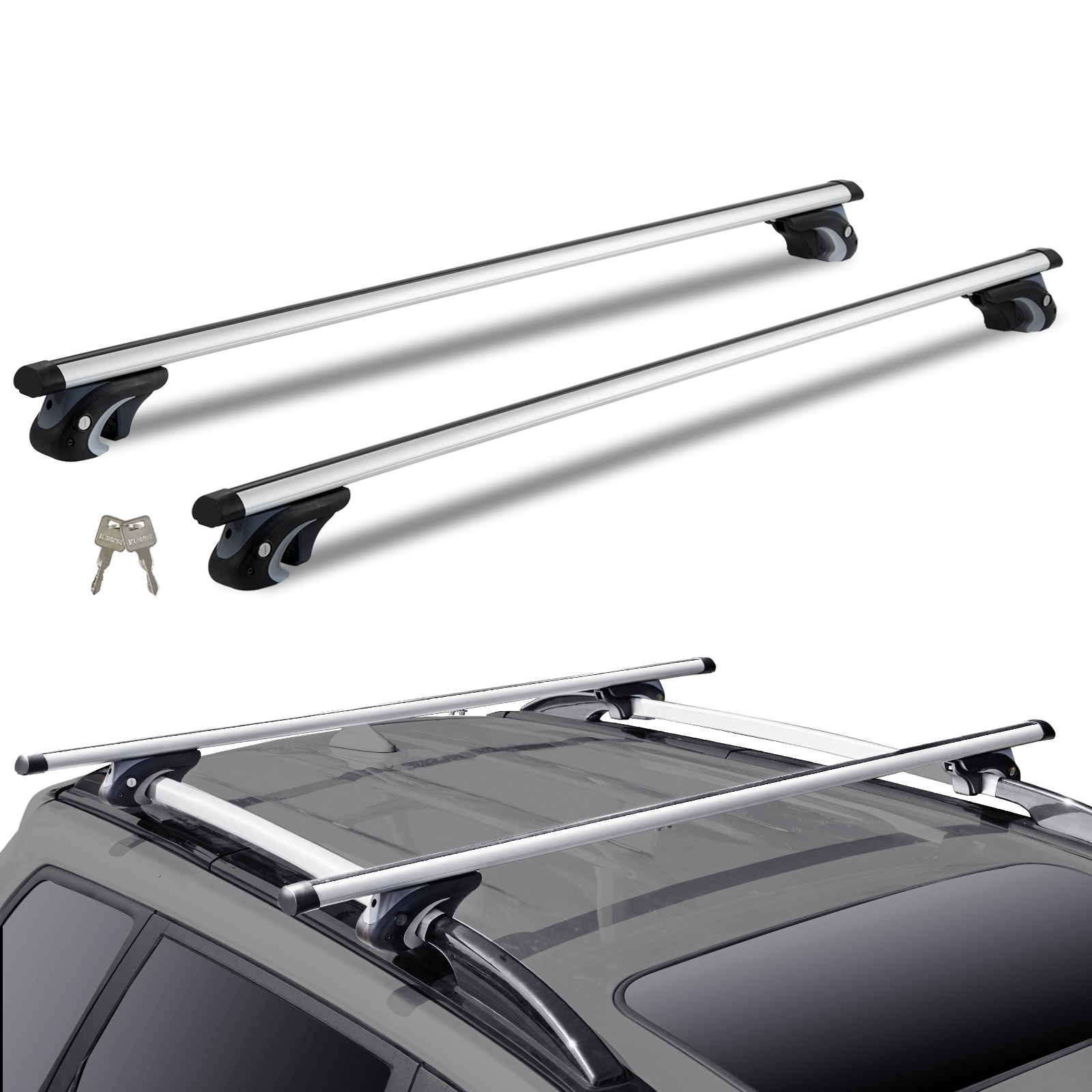 TEMU Barre de Toit Universelle 135,1 cm de Longueur pour Véhicule avec Rail Latéral Surélevé