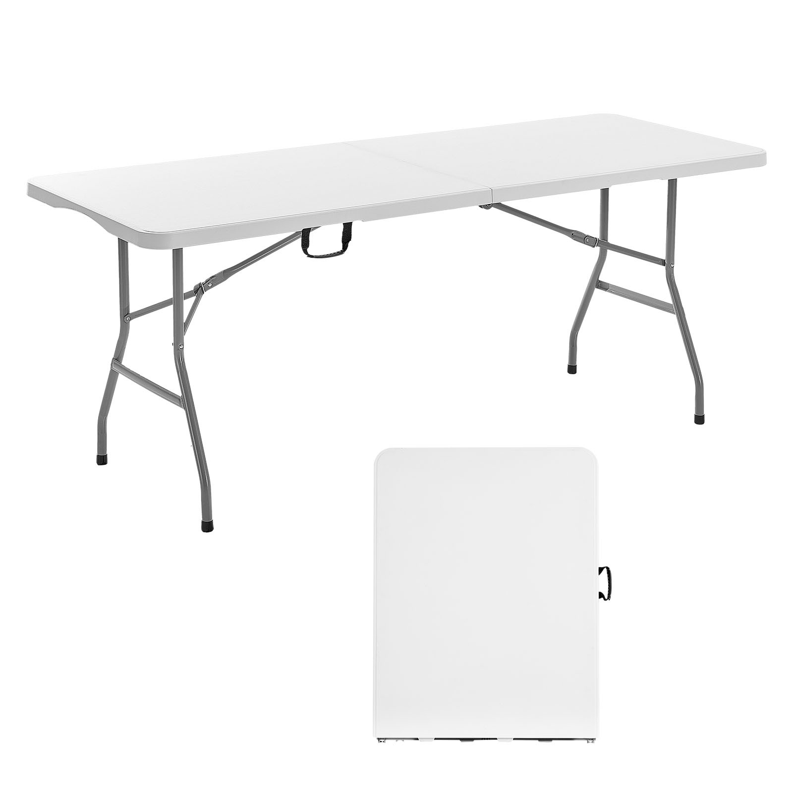 Image of Vevor 180cm Plastic Folding Table Portable Picnic Table Handle Indoor Outdoor