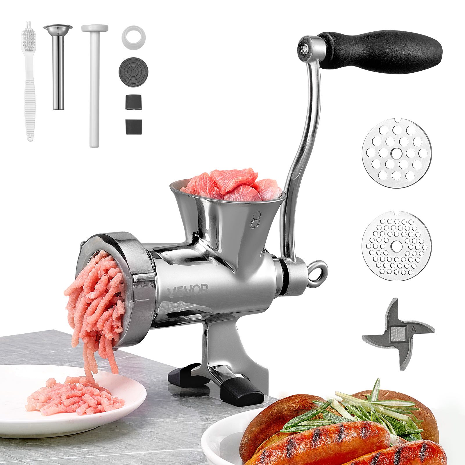 Vevor Manual Meat Grinder 304 Stainless Steel Mincer Sausage Stuffer Table Clamp