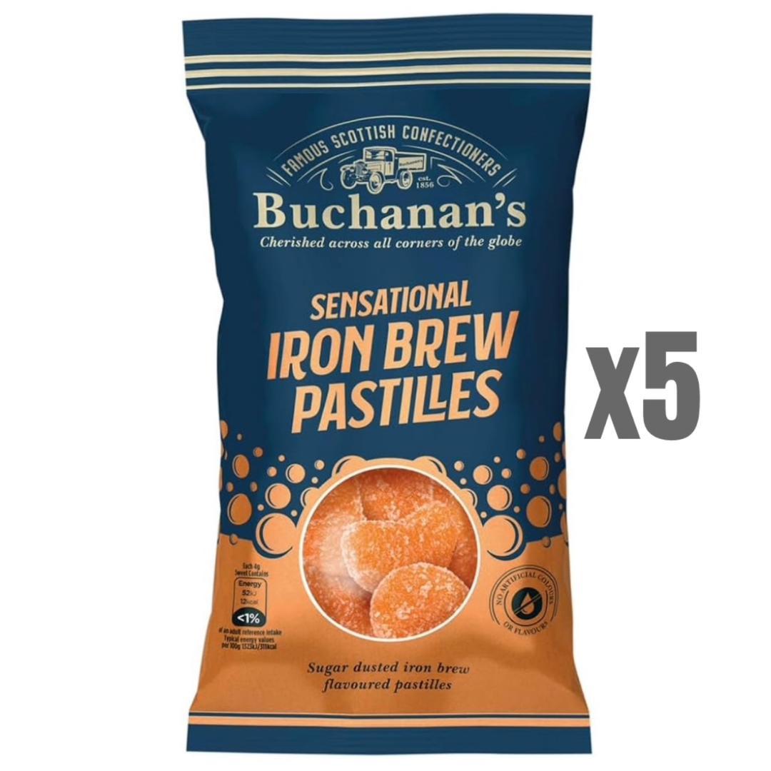 TEMU Bg Bulk Price 5 X Buchanan's Iron Brew Pastilles 145g Bags Golden Casket Scottish Confectionery Traditional Iron Brew Pastilles 145g X 5 Bags
