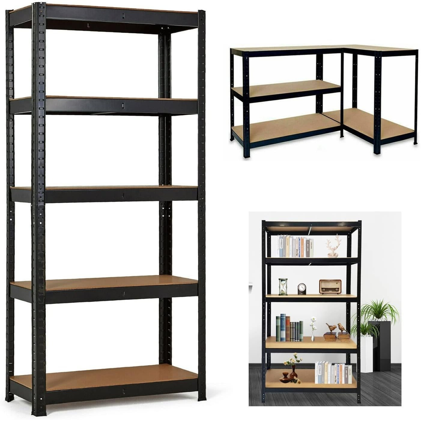 TEMU Shelving Units For Storage, Garage Shelving Units, 5 Tier Heavy Duty Metal Racking Unit, Office Storage Shelves, 875kg Capacity Shed Storage,