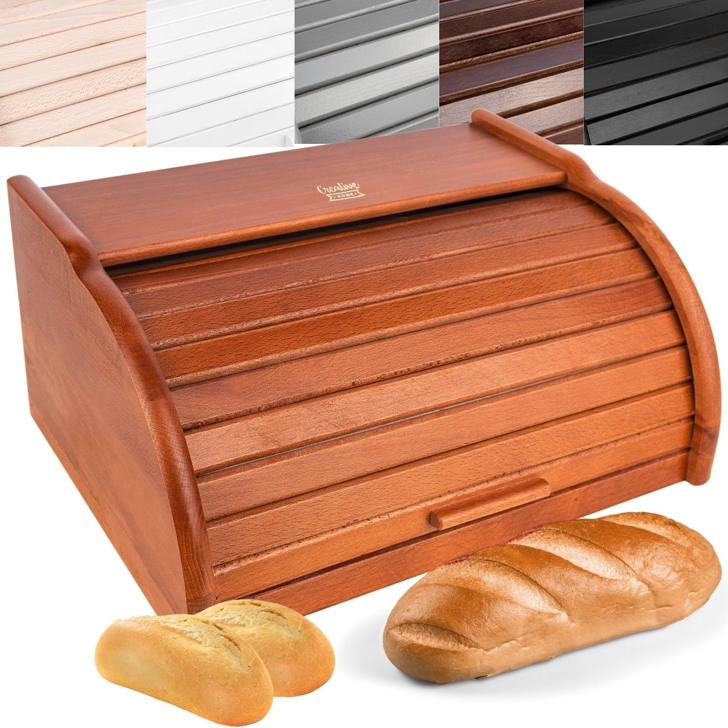 TEMU Scatola per in Legno con Scorrevole | 38 x 28,5 x 17,5 cm (+/- 1 cm) | Legno di Naturale Verniciato con Vernice di | Contenitore per per Cucina