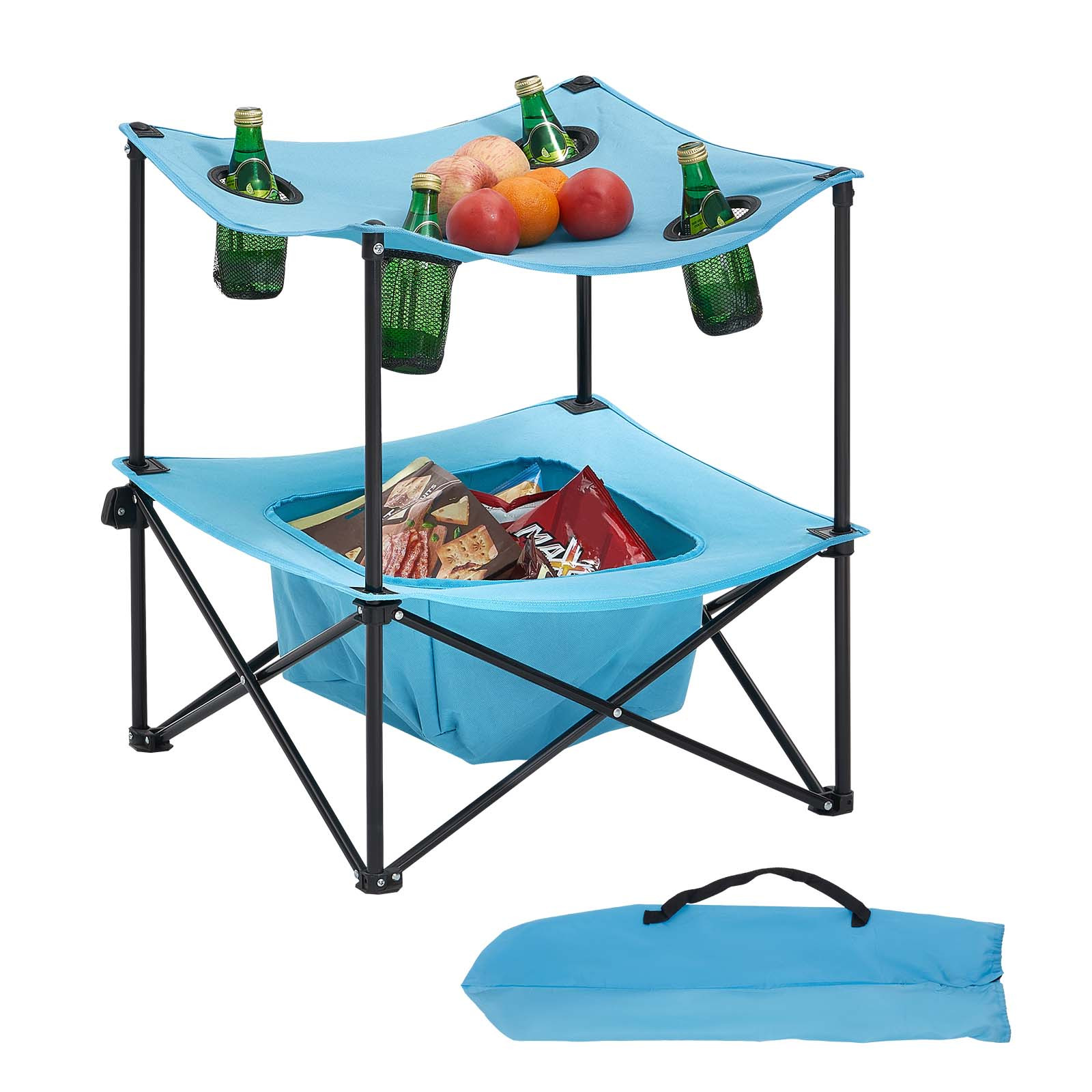 Vevor Folding Portable Camping Table Oxford Outdoor Squaretable 4 Cup Holders