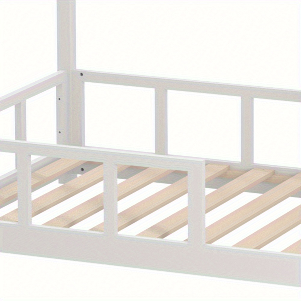 1pc Playful Treehouse Design Kids Bed Frame - 167×87×135cm Solid Pine Wood Construction, Safety Rails Included, Boys/Girls Bedroom Furniture (Mattress Excluded)
