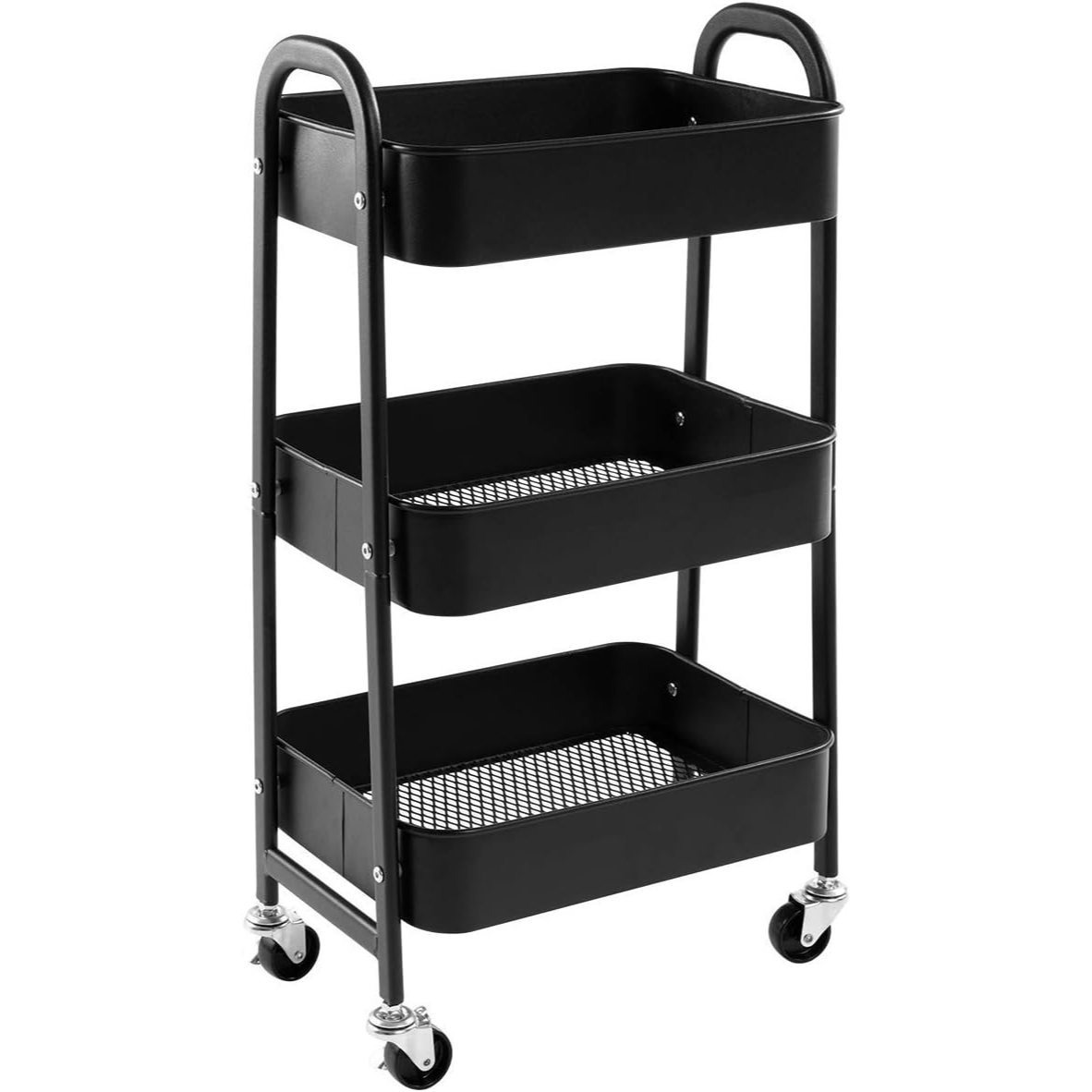 TEMU Carrito de Cocina de 3 Niveles con Ruedas Mod. – Estantería Auxiliar de Acero Carro Multiusos para Cocina, Baño u Oficina -