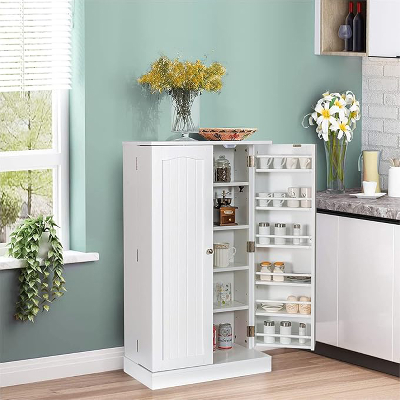104cm High Storage Cabinet With 2 Doors, Self-standing Storage Furniture With Adjustable Shelves, Anti-tilting Device