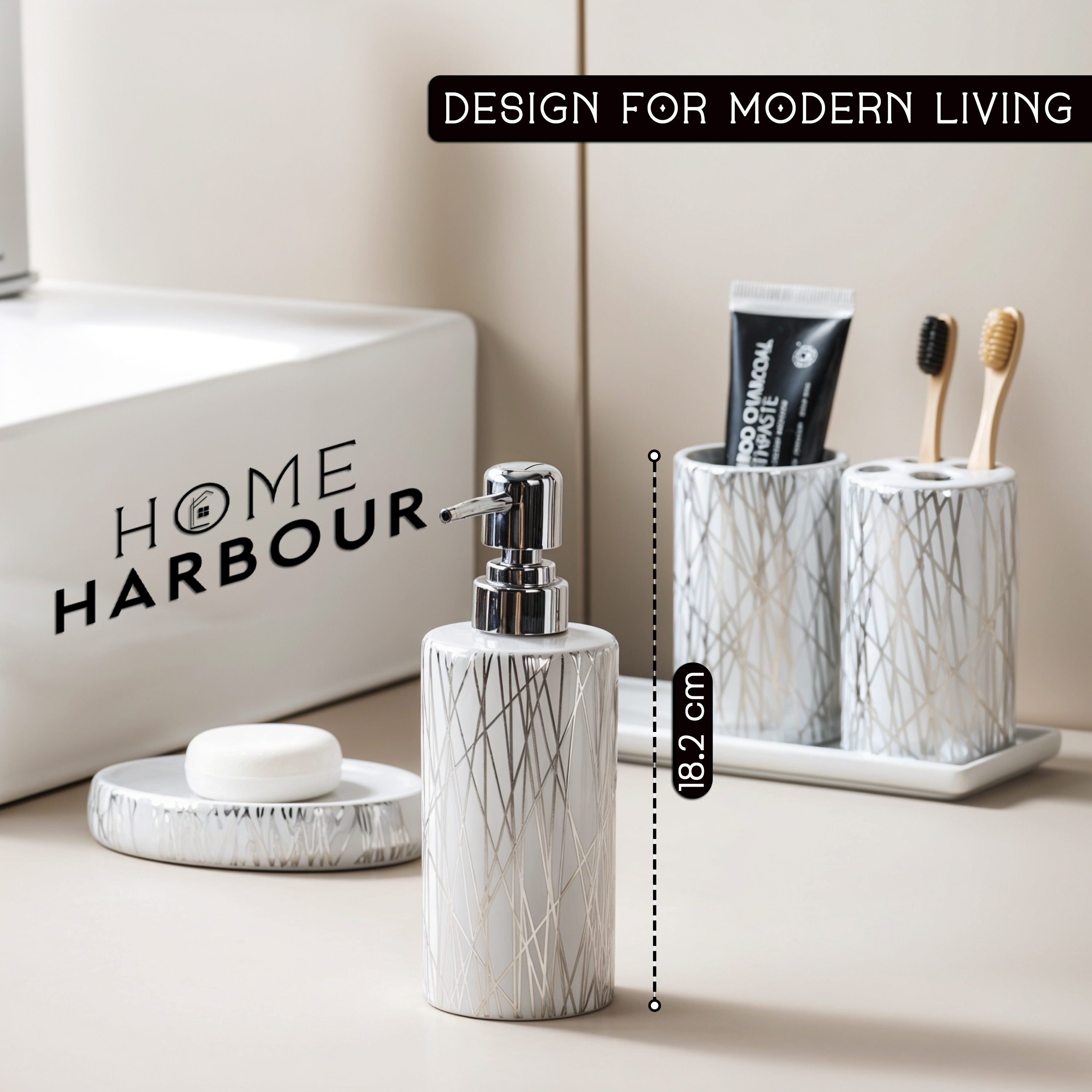 Modern Bathroom Accessories Set of 5, Soap Dispenser & More