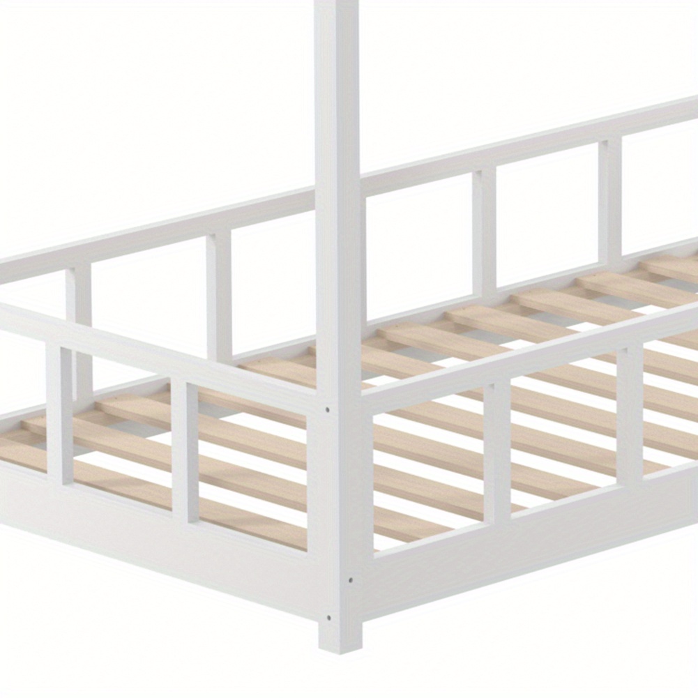 1pc Playful Treehouse Design Kids Bed Frame - 167×87×135cm Solid Pine Wood Construction, Safety Rails Included, Boys/Girls Bedroom Furniture (Mattress Excluded)