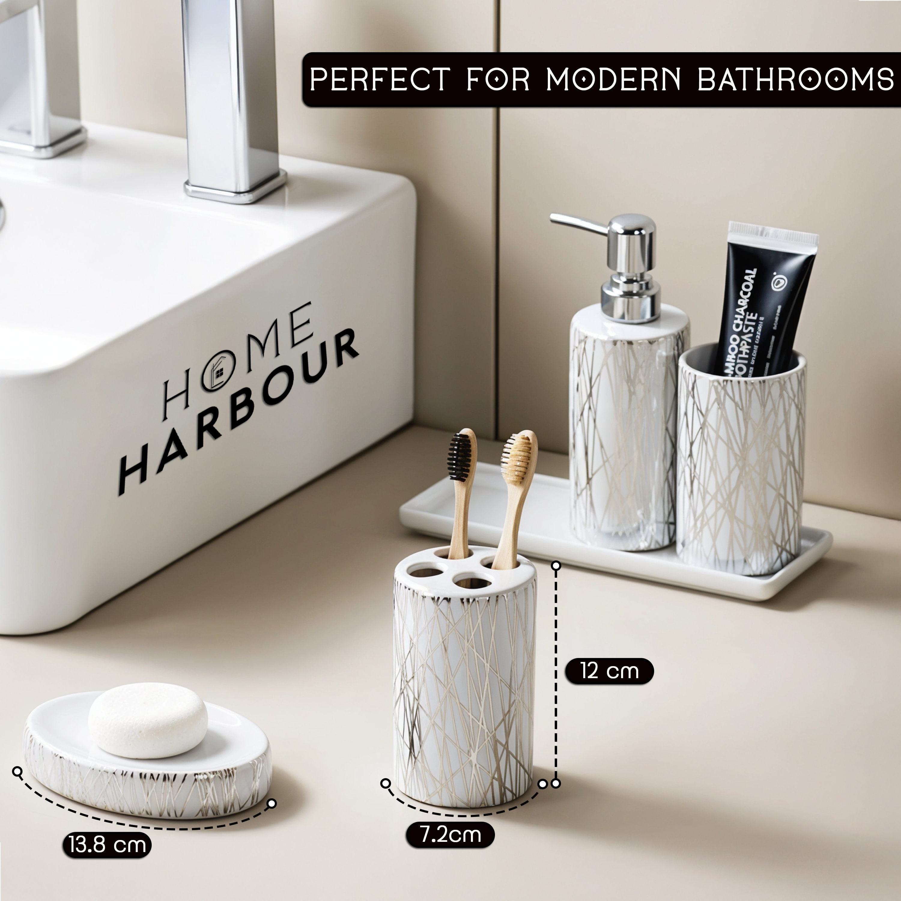 Modern Bathroom Accessories Set of 5, Soap Dispenser & More