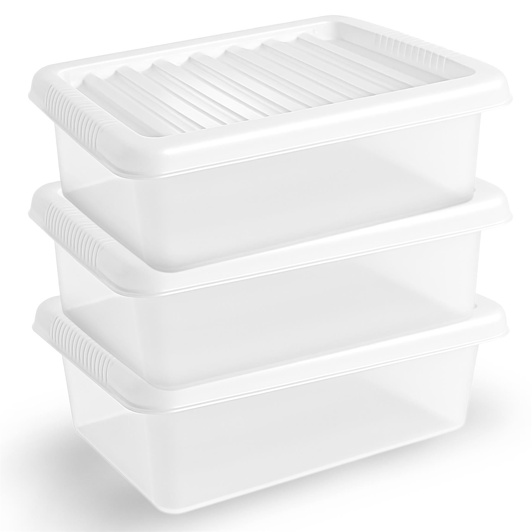 TEMU 6l Mini Plastic Storage Boxes With Clear Lids Set Of 3, Multipurpose Storage Solution, Stackable Boxes For 33 X 22 X 10cm