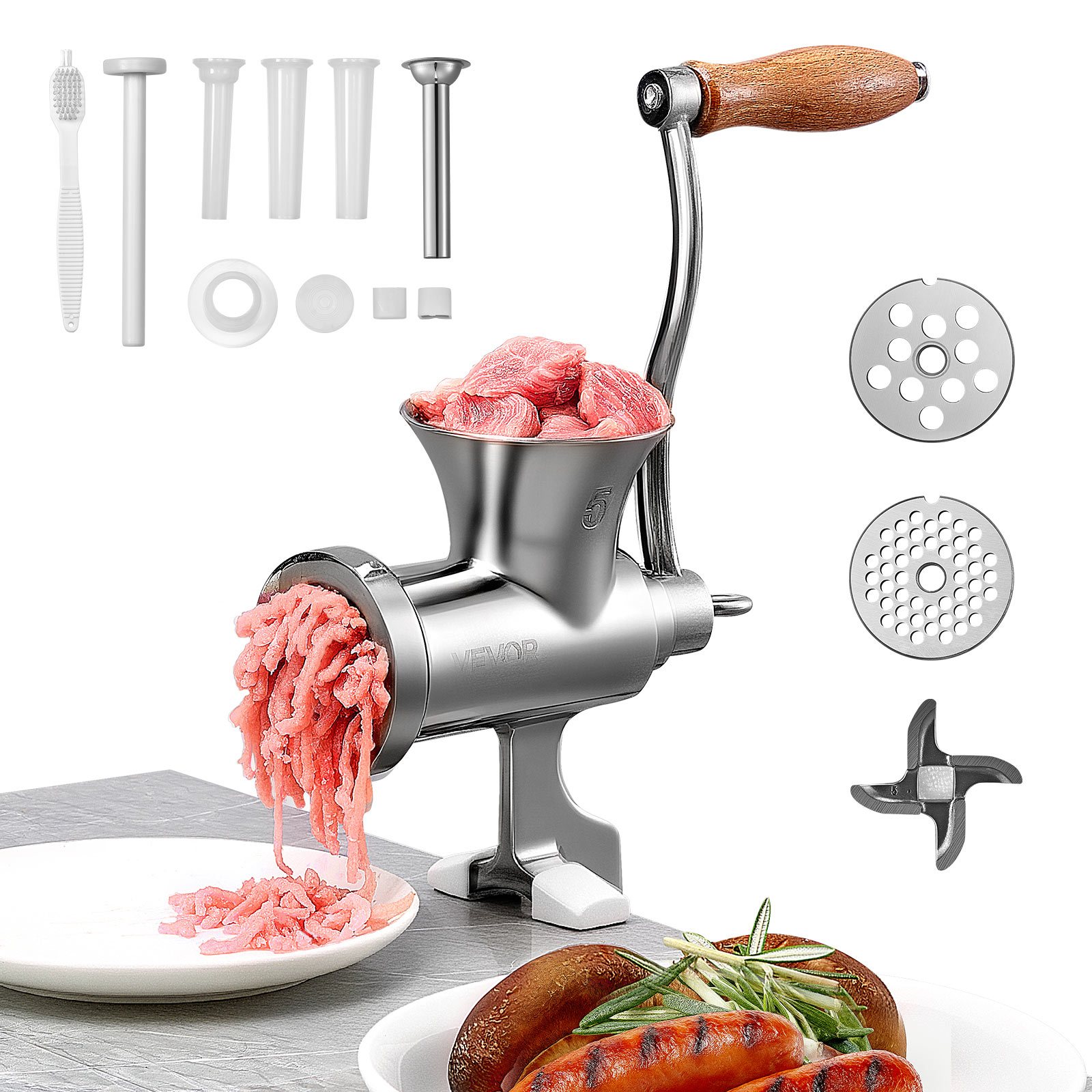 Vevor Manual Meat Grinder Mincer Sausage Stuffer Table Clamp 304 Stainless Steel