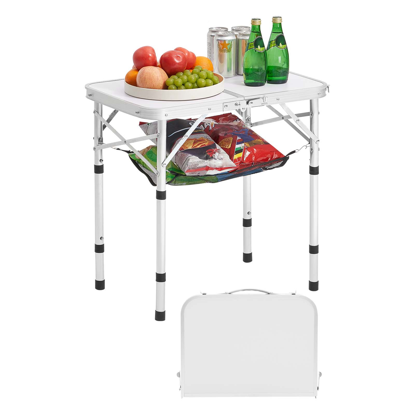Vevor 2ft Folding Portable Camping Table Aluminum Outdoor Table Adjustable Height