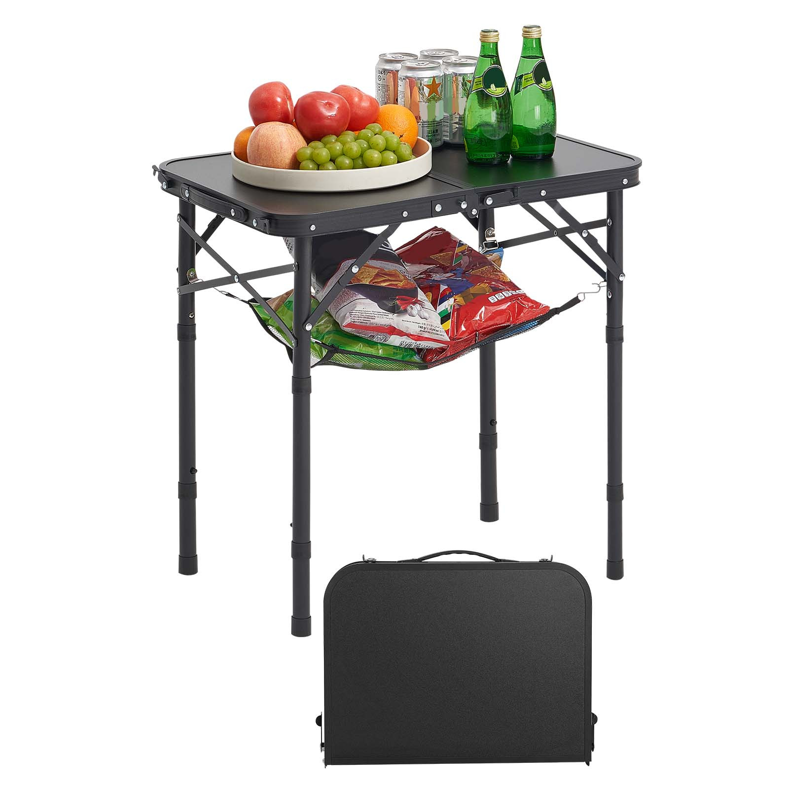 Vevor 2ft Folding Portable Camping Table Aluminum Outdoor Table Adjustable Height