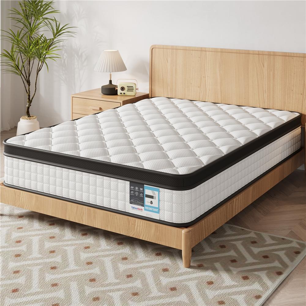 Costoffs Bed Mattress, Single/Double Bed Mattress Memory Foam and Pocket Spring Hybrid Mattress with 3D Breathable Fabric, Medium Soft to Medium Firm Support Mattress, Roll-Up Packaging for Bedroom, White