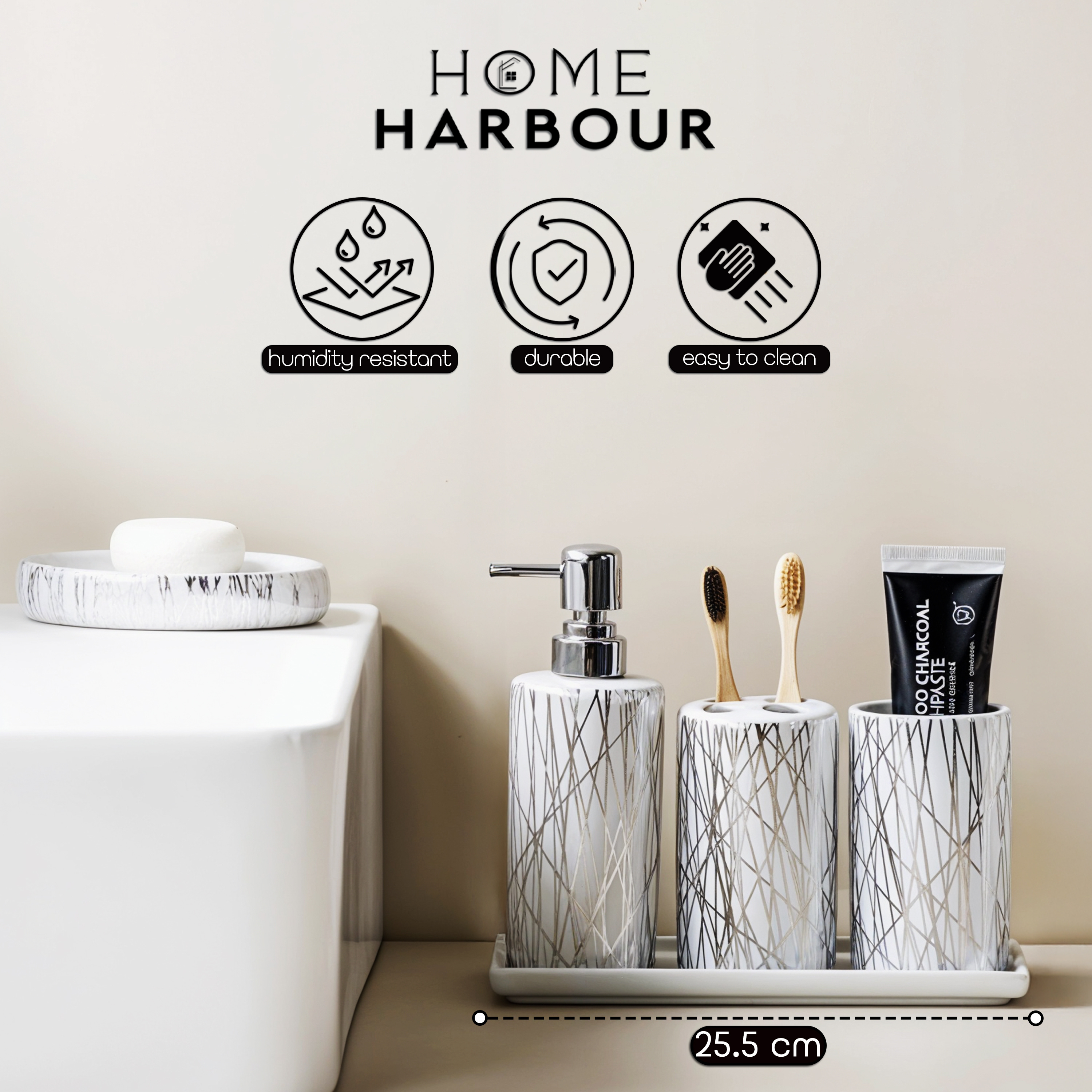 Modern Bathroom Accessories Set of 5, Soap Dispenser & More
