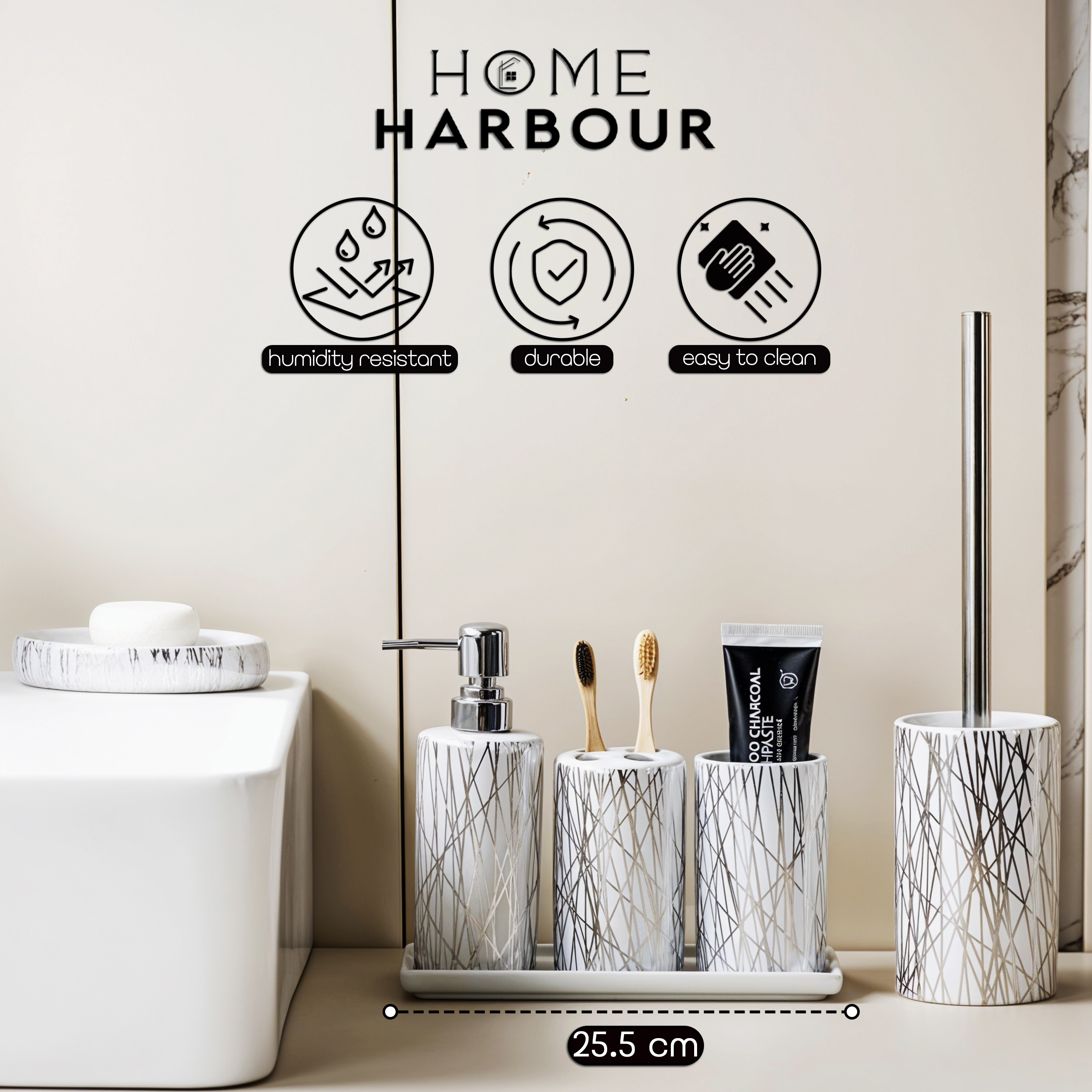 Modern Bathroom Accessories Set of 5, Soap Dispenser & More