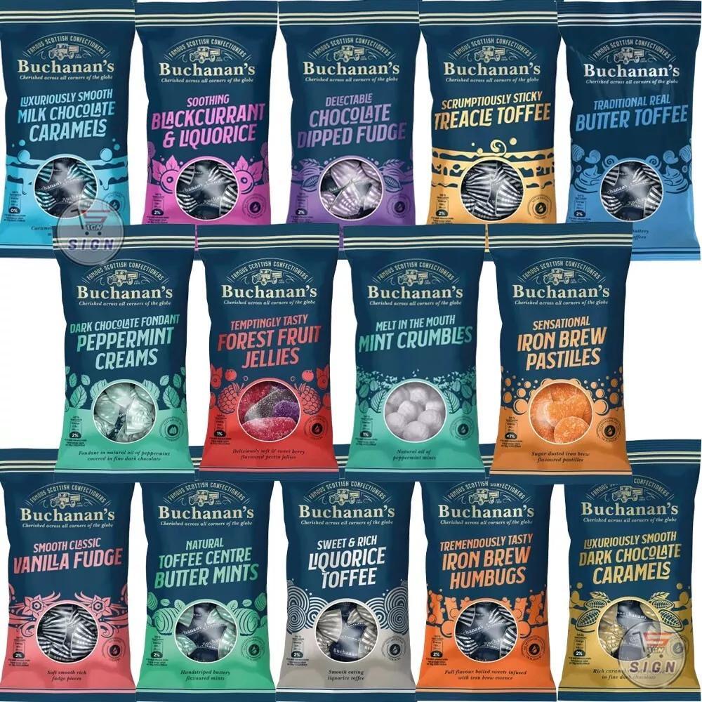 TEMU Bg Bulk Price 5 X Buchanan's Sweets Random Packs 110-140g Bags Golden Casket Scottish Confectionery Traditional Real Original Sweets X 5 Bags At