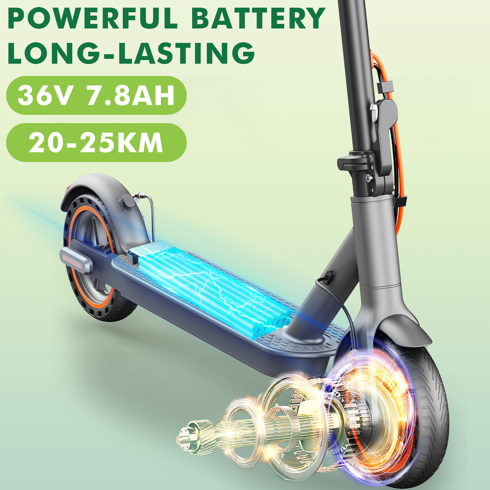 Seemar Electric Scooter, 350W Motor Scooter for Adults up to 30 km Ranges, equipped with front electronic brakes and rear disc brakes