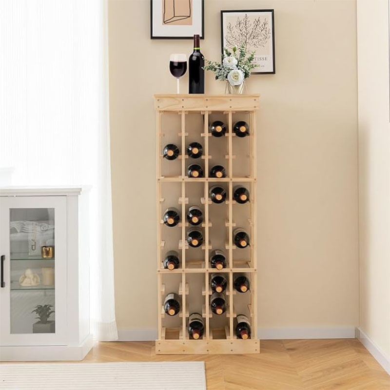 Independent For 40 Bottles, Wine Storage Shelf With Board, Anti-flip Device, 10 Level Solid Wood Bottle Shelf