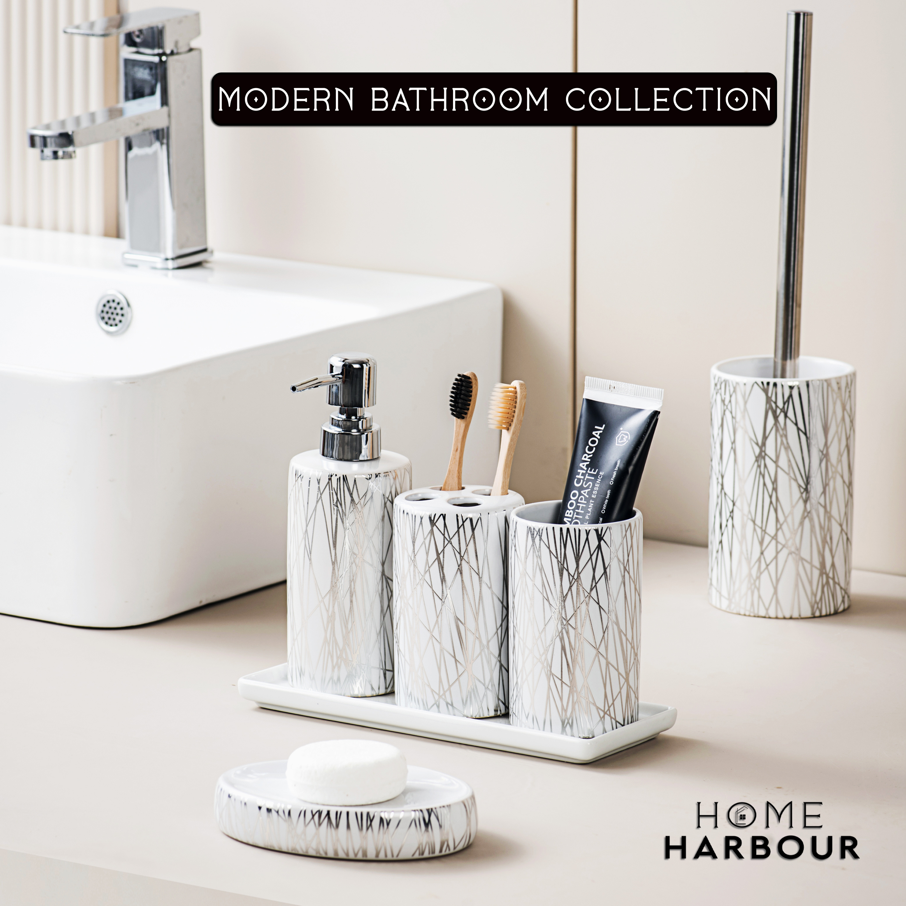 Modern Bathroom Accessories Set of 5, Soap Dispenser & More