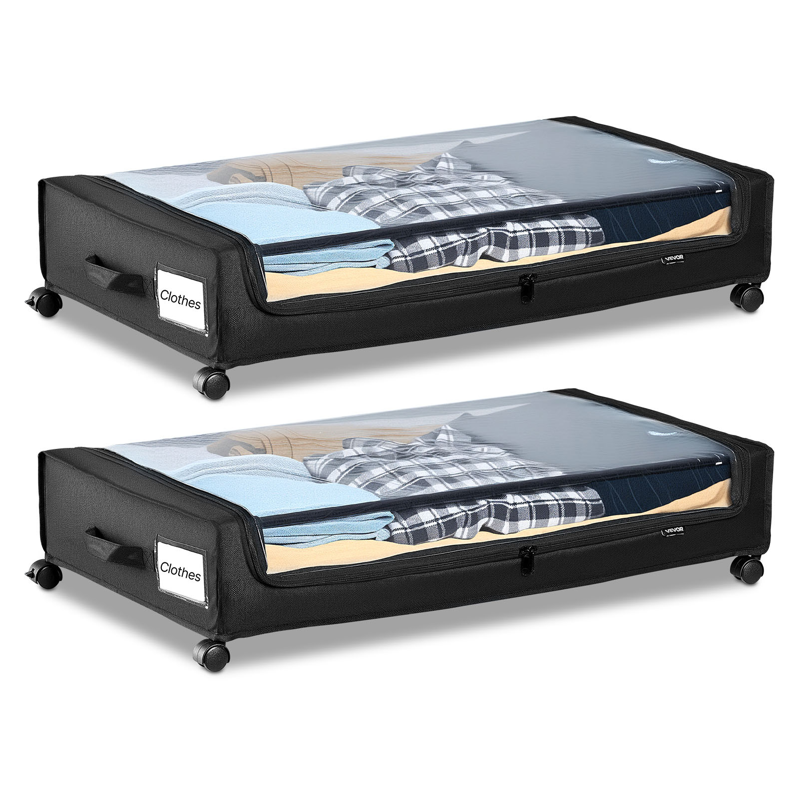 E-shop VEVOR Unterbett-Aufbewahrung mit Rollen 30,3x18,5x6,8 Zoll, rollende Aufbewahrungstaschen, 2er-Pack
