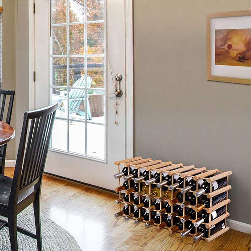 Image of Wooden Wine Rack, Bottle Rack For 40 Bottles, Wine Stand With Shelf, Bottle Stand, Sturdy, Made Of Pine Wood