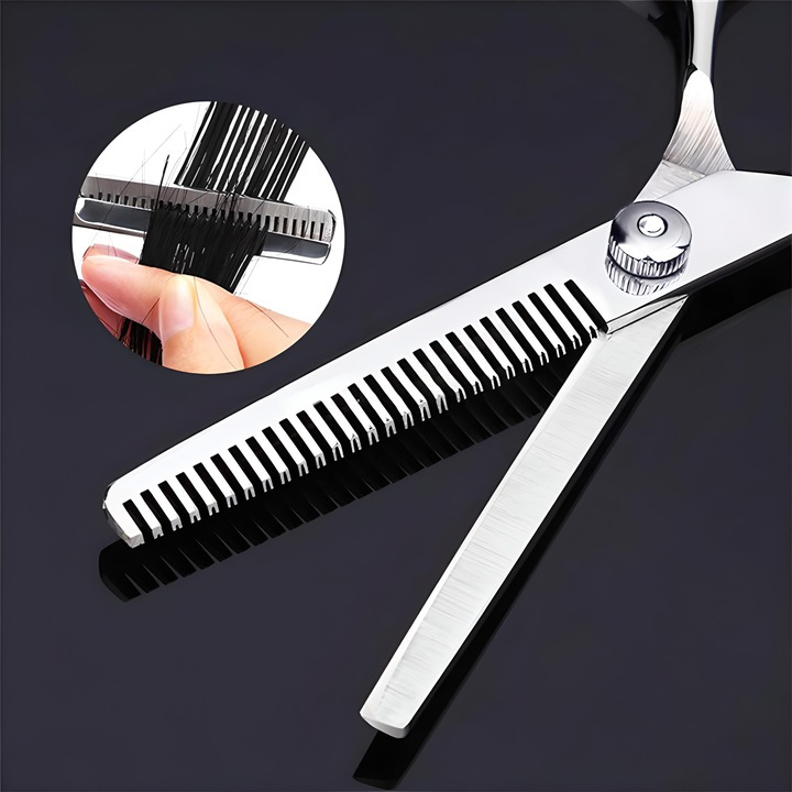 XXL Profesionalni Set za Frizerstvo - 7-Dijelni Set s Makazama za Kosu i Bradu, Nehrđajućim Čeličnim Škarama, Češljem od Ugljičnog Čelika, Kutijom od Kromiranog Čelika