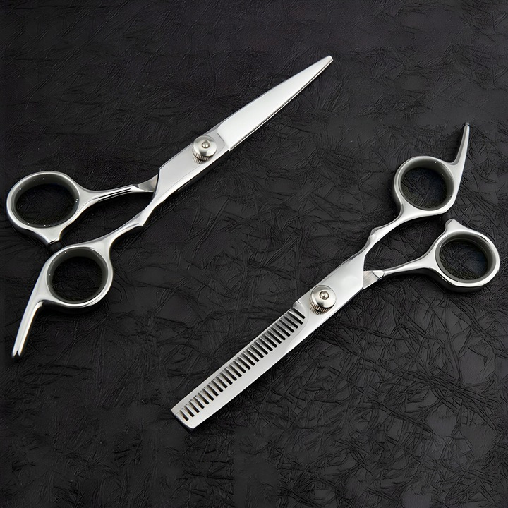 XXL Profesionalni Set za Frizerstvo - 7-Dijelni Set s Makazama za Kosu i Bradu, Nehrđajućim Čeličnim Škarama, Češljem od Ugljičnog Čelika, Kutijom od Kromiranog Čelika