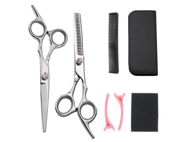 XXL Profesionalni Set za Frizerstvo - 7-Dijelni Set s Makazama za Kosu i Bradu, Nehrđajućim Čeličnim Škarama, Češljem od Ugljičnog Čelika, Kutijom od Kromiranog Čelika