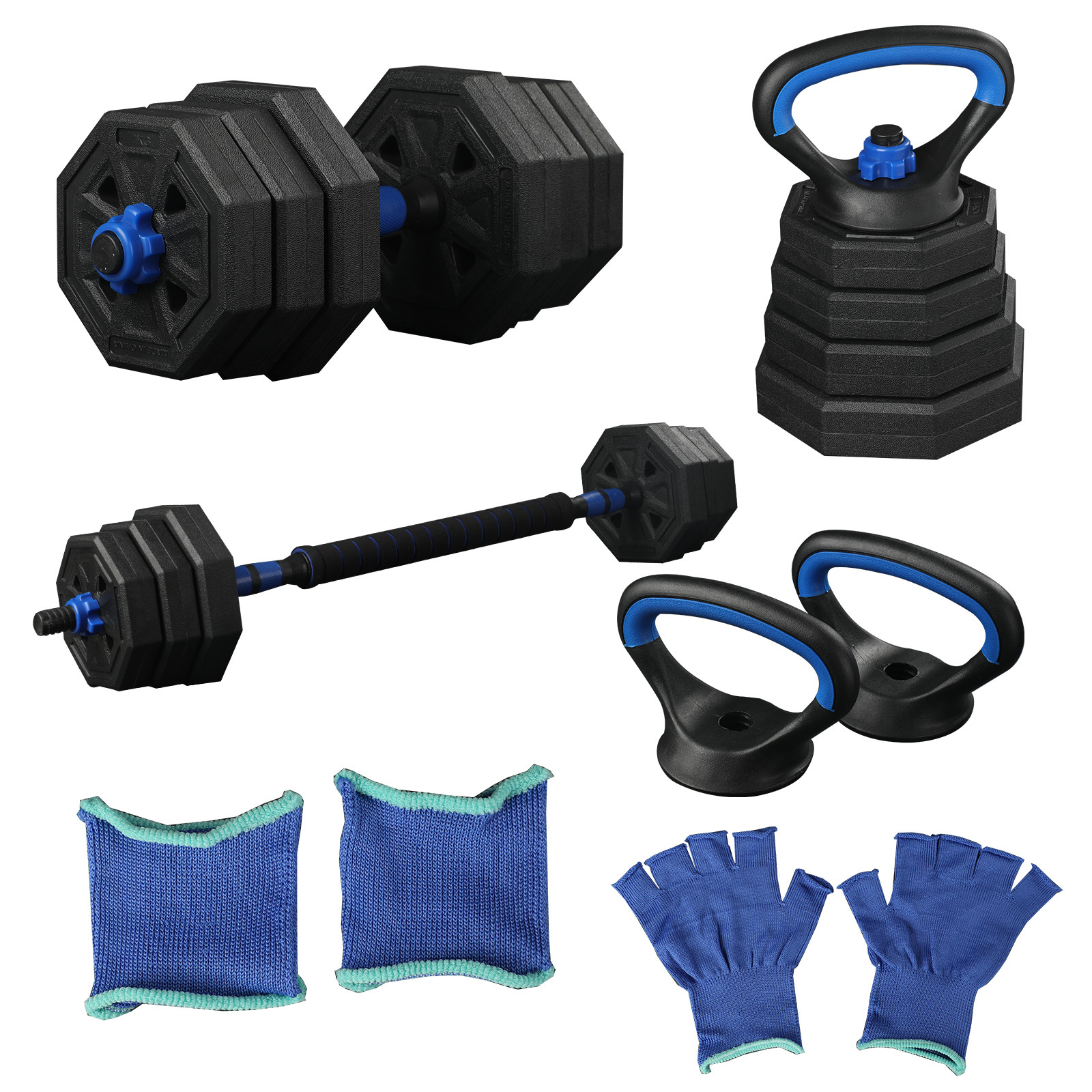 Image of Adjustable Dumbbell Set 4 In 1 (10//40kg) - Convertible Into Dumbbells, Barbell, Kettlebell And Dip Stand, Ideal For Home Workout