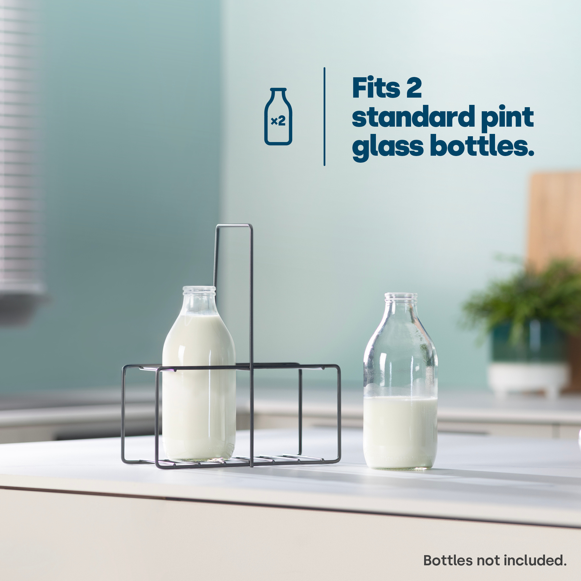 LIVIVO Milk Crate Bottle Holder Caddy for Milk, Juice, Wine or Beer Bottle - 6 Bottle Holder in Light Grey