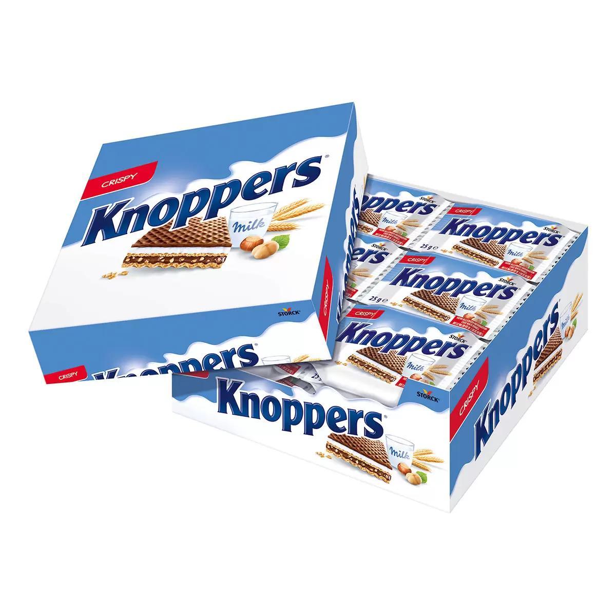 TEMU Storck Knoppers Crunchy Hazelnut Wafer Duo – 24 X 25g Bitesize Bliss Snack Pack