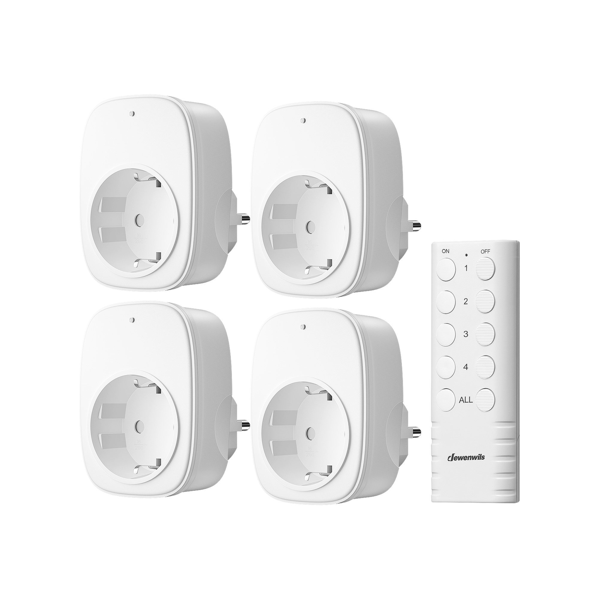 Dewenwils Wireless Socket With Remote Control, 16a 3680w, Plug-in Socket Set 1v4, Expandable Wireless Switch For Holiday Decor And Home Appliances, 50m Range, Pre-, White