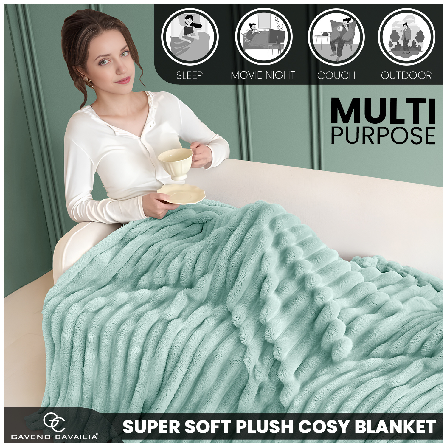 GC GAVENO CAVAILIA Luxuriously Ribbed Throw, Soft Plush Fleece Blanket, Lightweight and Cosy Sofa Bed throw, 200x240cm, Premium Quality Polyester Decorative Throw for Home Comfort | Fast Dispatch from Local Warehouse | Trusted UK Brand