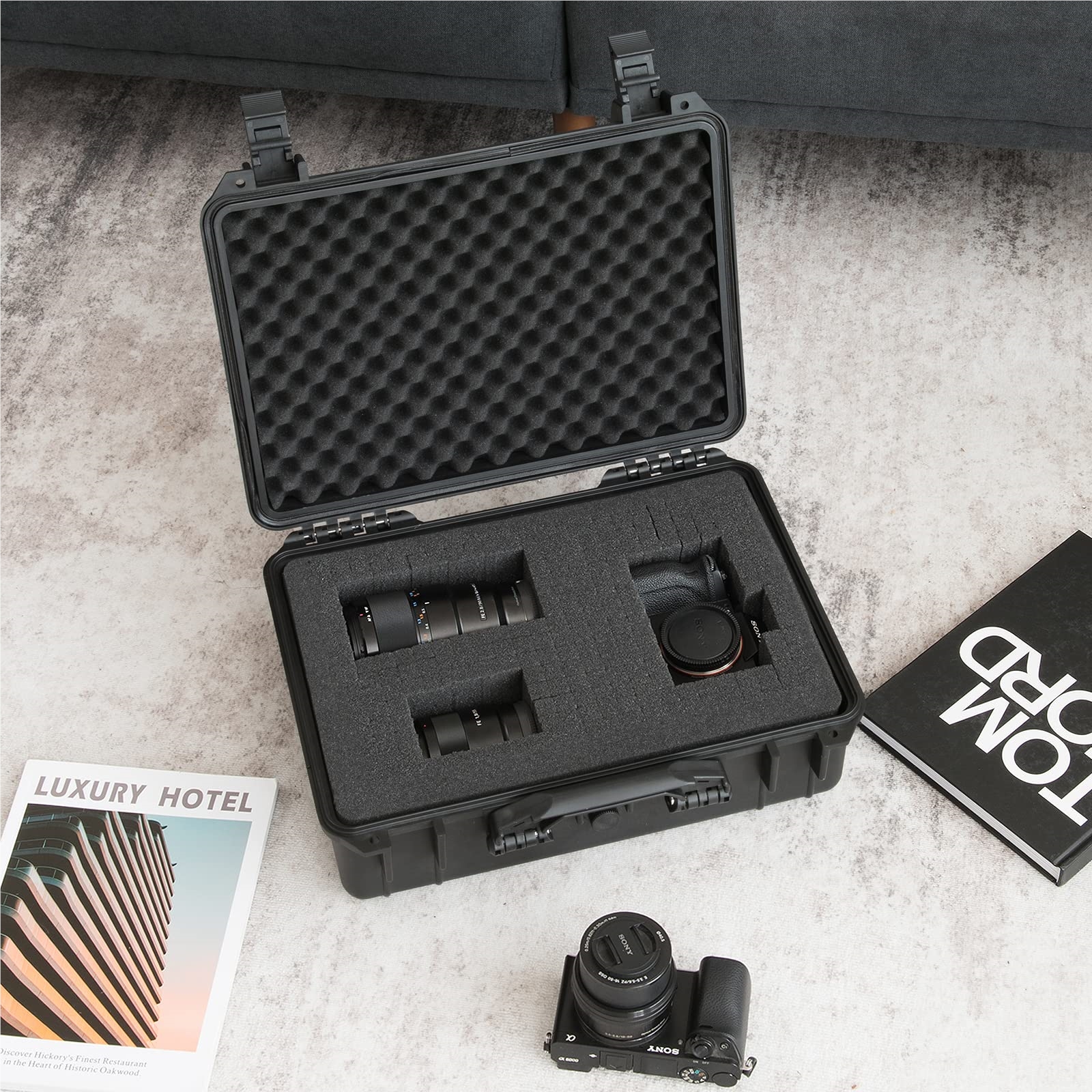 Hard Shell Camera Case, Adjustable, Waterproof Hard Shell Case, Camera Protective Case With Foam, For Electronics, Drones, Cameras, And (13")