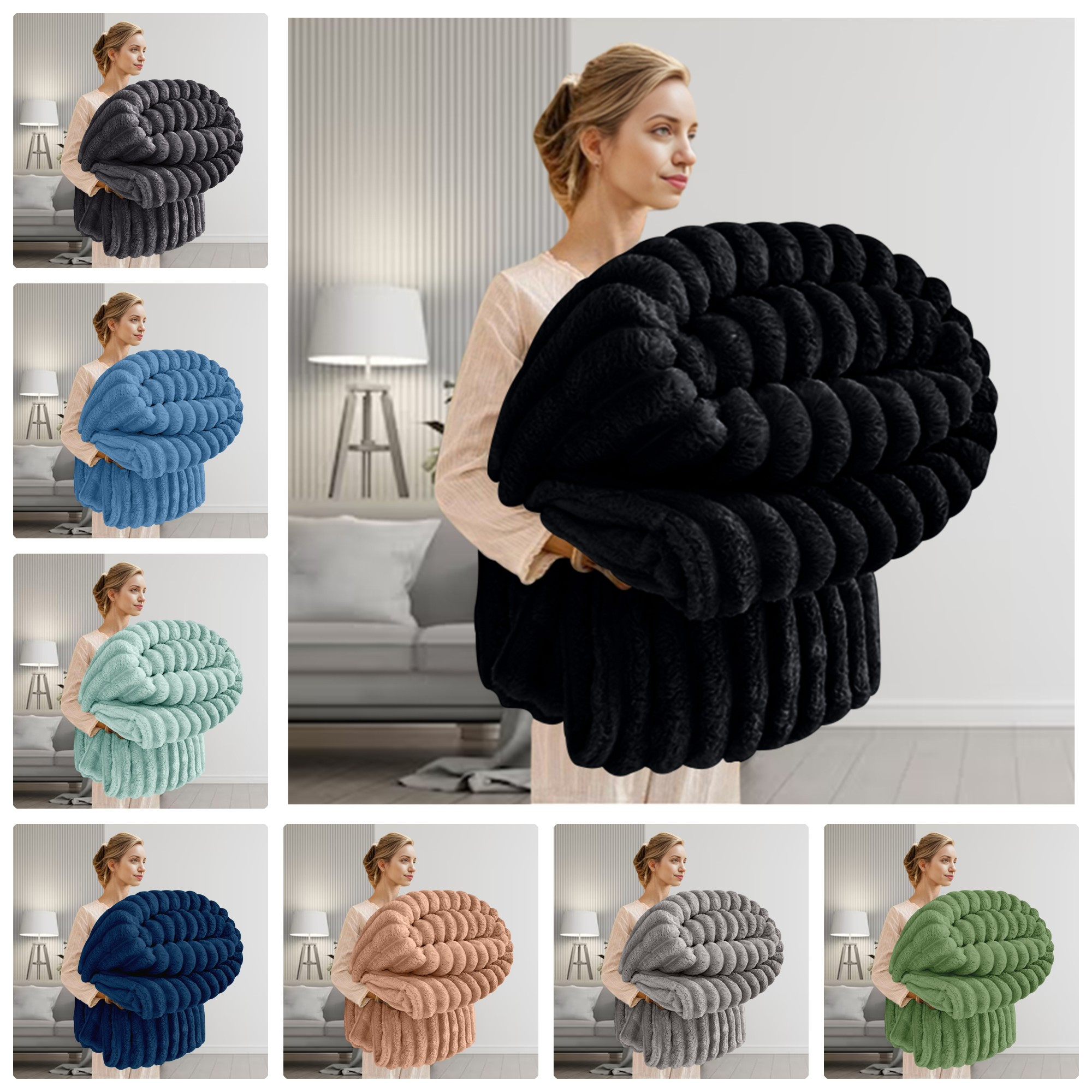 GC GAVENO CAVAILIA Luxuriously Ribbed Throw, Soft Plush Fleece Blanket, Lightweight and Cosy Sofa Bed throw, 200x240cm, Premium Quality Polyester Decorative Throw for Home Comfort | Fast Dispatch from Local Warehouse | Trusted UK Brand