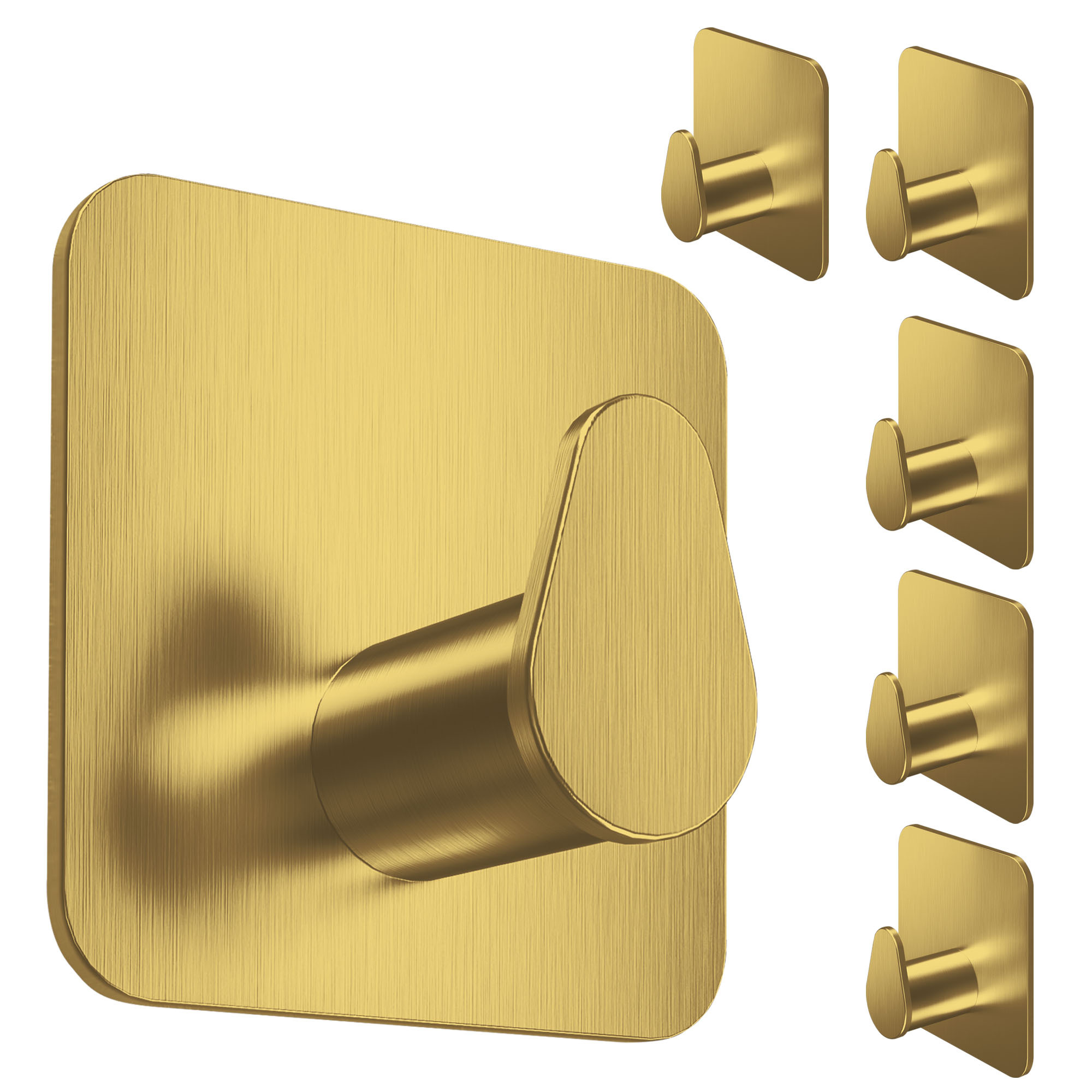 Lindenstein Oval Adhesive Hooks (6-pack) - Elegant Design Hooks In White & Gold - Self-adhesive & For Accessories