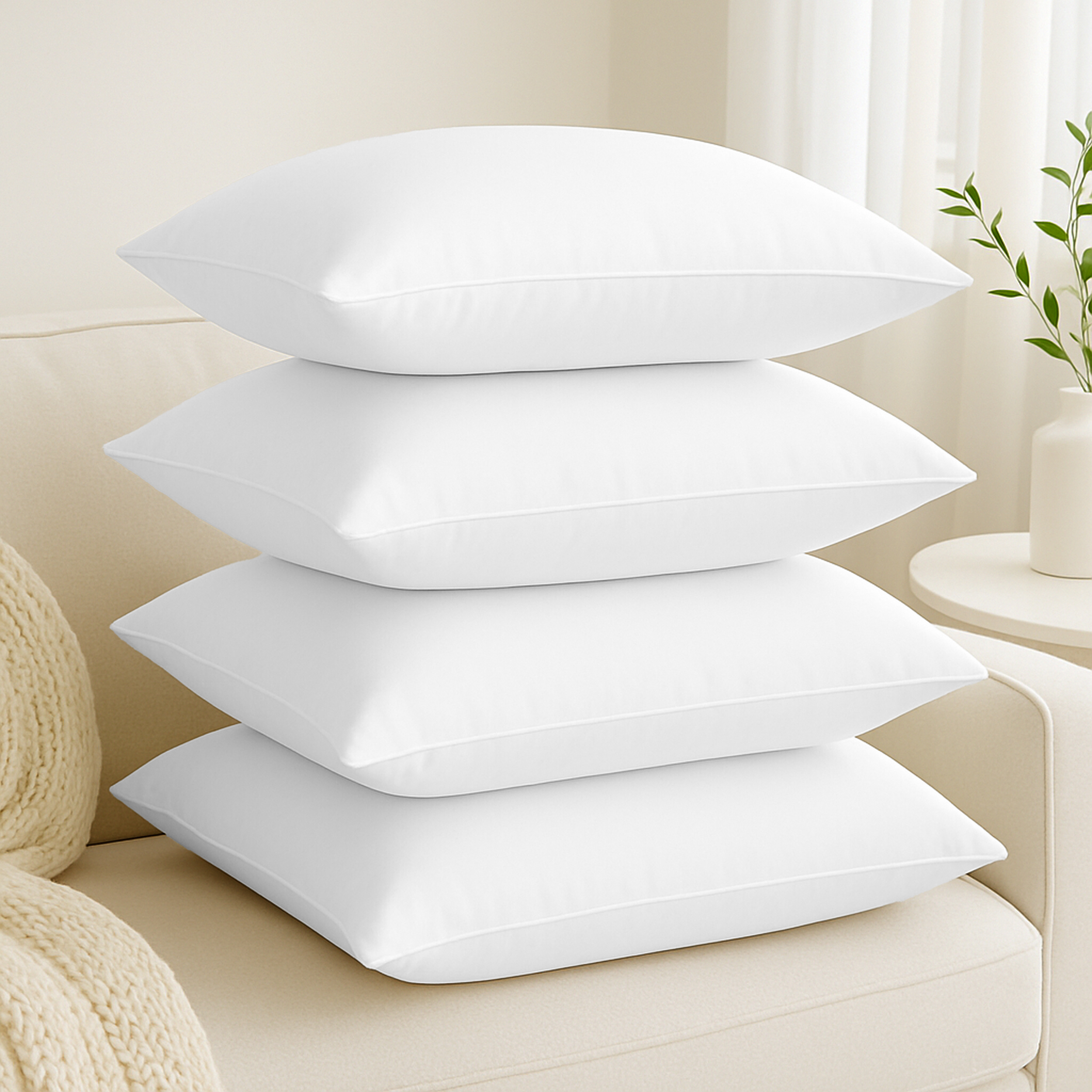 4-piece Pillow Set – Ideal As Bed And Decorative Pillows – With Zipper Closure For Filling – Perfect As Sofa Cushions Or Accent Pillows For Couches – Washable Up To 60°c