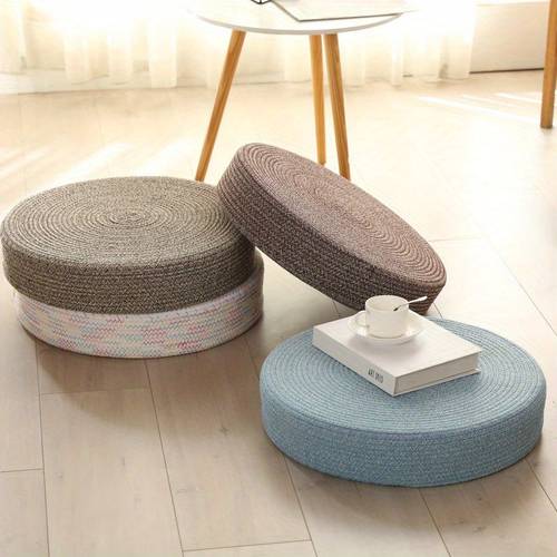 1 almohada de asiento para café - 16 de diámetro, almohada de piso de fibra natural, a con cuerda de algodón, 4 de grosor, tapete tatami trenzado para dormitorio/ , almohada de meditación antideslizante y resistente al