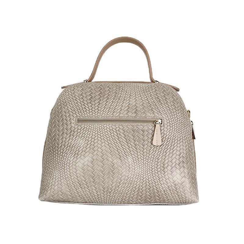 Women's Genuine Leather Handbag Made in Italy with Mosaic Print and Adjustable Strap