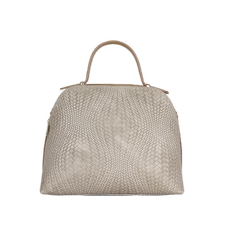 Women's Genuine Leather Handbag Made in Italy with Mosaic Print and Adjustable Strap