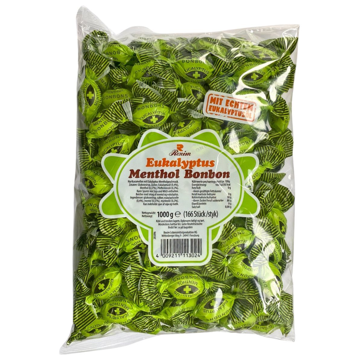 E-shop Rexim Euka Menthol Bonbons 1kg (166 Stück) mit echtem Eukalyptus-Öl