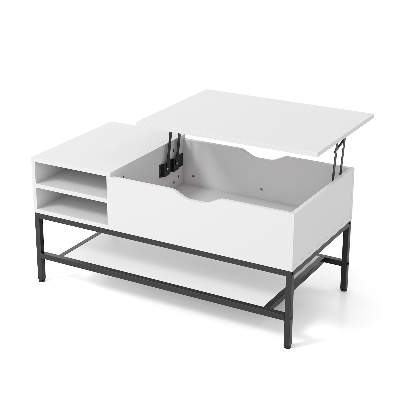 Coffee Table With And Shelf, Cocktail Table With Hidden Compartment And Open Shelf